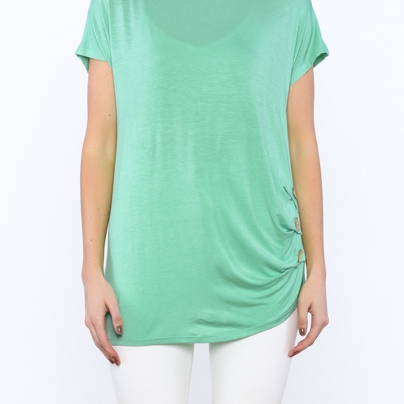 Twenty Second Asymmetrical Side Button Tee - Picture 4 of 6